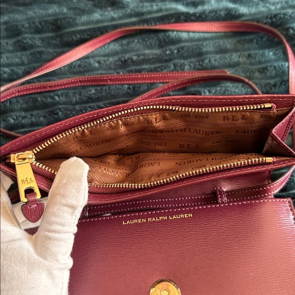 Ralph Lauren Crossbody Wallet Maroon - Picture 3 of 6